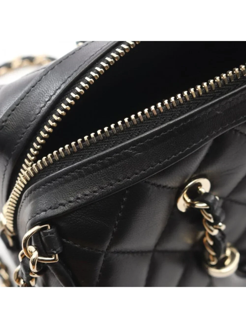 Chanel Quilted 2-Way Black Lambskin Mini Boston